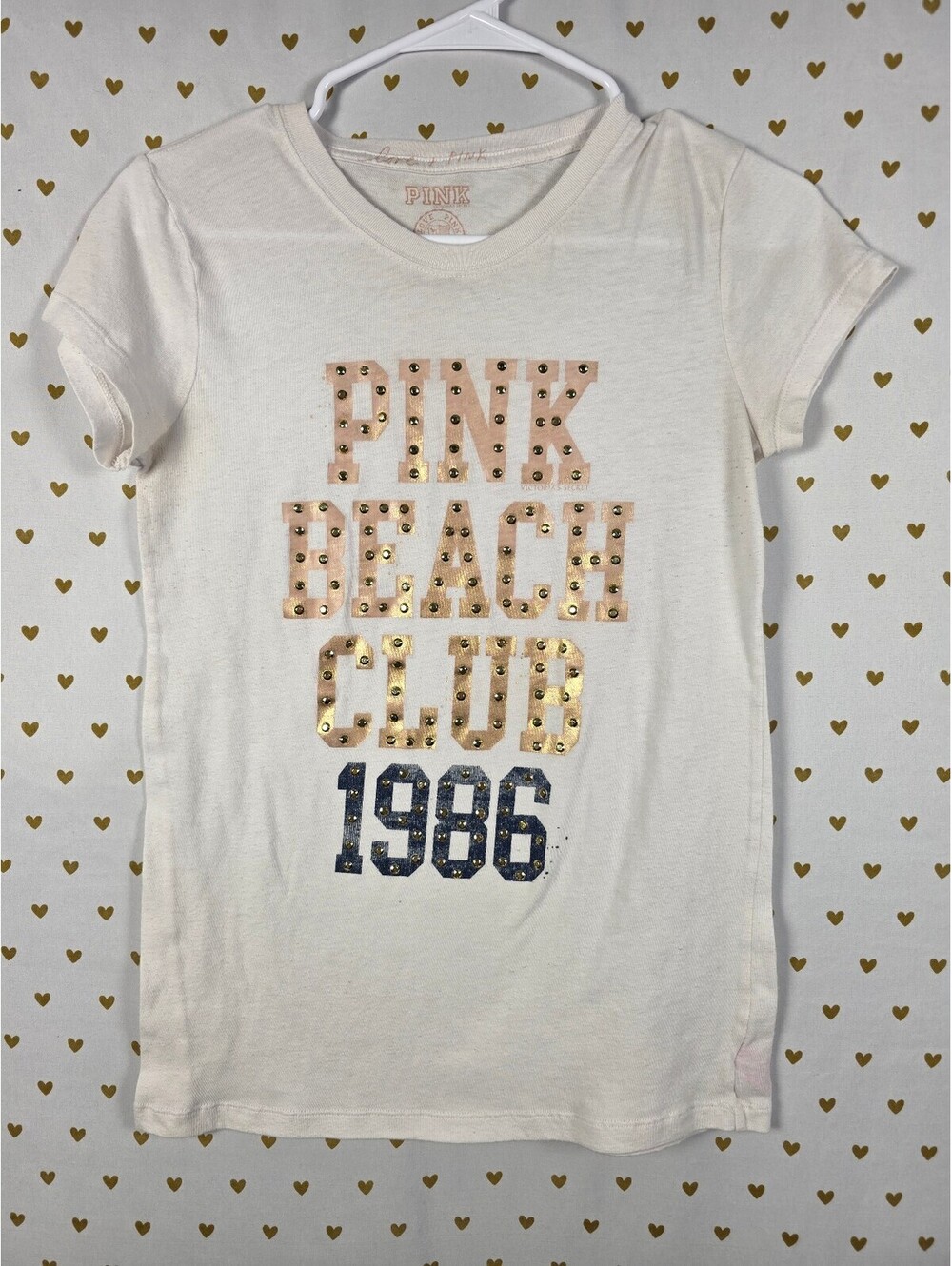 Victorias Secret PINK Vintage Bling Beach Club 86 Tee shirt Y2k Medium